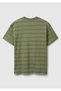 Boy's yellow striped oversize t-shirt with front writing detail and logo label on the sleeve - 2