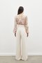 Floral Patterned Bodysuit Blouse - Camel - 8