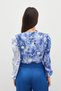 Floral Patterned Bodysuit Blouse - Indigo - 7