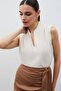Hakim Collar Sleeveless Blouse - Beige - 5