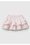 Girl's Dusty Pink Fully Printed Layered Skirt with Elastic Waist - 2