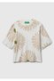 Women's Cream Linen Blend Boxy Fit Floral Print T-Shirt - 2