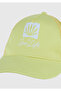 Boy's Yellow Adjustable Cap Hat with Printed Front and Mesh Back - 2