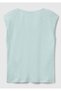 Women's Aqua Green 100% Linen Relax Fit Round Neck T-Shirt with Side Slits - 4