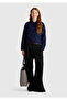 Women's Navy Blue Linen Blended Jacket - 5