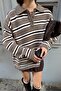 Mink Polo Collar Striped Women's Knitwear Sweater Mg2469