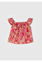Girl's Orange Viscose Blended Printed Lightweight Loose Cut Shoulder Strap Top - 3