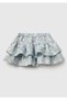 Girl's Blue Fully Printed Tiered Skirt with Elastic Waist - 2