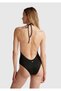 Women's Black Deep V Neck Lurex Swimsuit - 3