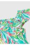 Girl's Green Viscous Blended Printed Lightweight Loose Cut Shoulder Strap Top - 3
