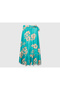 Women's Turquoise Patterned Logo Printed Midi Skirt with Side Slits and Elastic Waist - 4