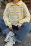 Yellow Polo Neck Striped Women's Knitwear Sweater Mg2469 - 2
