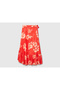 Women's Orange Patterned Logo Printed Midi Skirt with Side Slits and Elastic Waist - 4