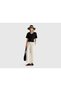 Women's Stone Color 100% Linen Loose Short Leg Trousers with Elastic Waist - 5