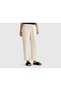 Women's Stone Color 100% Linen Loose Short Leg Trousers with Elastic Waist
