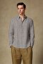 Sorento Linen Linen Comfort Fit Green Button Collar Men's Checkered Shirt