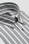 Alba Linen Cotton Linen Blended Comfort Fit Gray Button Collar Men's Striped Shirt - 2