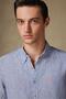 Sorento Linen Linen Comfort Fit Dark Blue Button Collar Men's Striped Shirt - 3