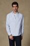 Marcel American Oxford Cotton Comfort Fit Light Blue Button-Down Collar Men's Striped Shirt - 2