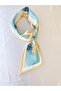 Yellow Tulip Patterned Pastel Blue Scarf – Soft Romantic Style 🌼 Tie - 3