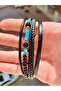 Genuine Leather Natural Stone Magnetic Clasp Black Color Men's Bracelet - 3