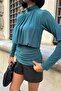 Petrol Döküm Detailed High-Necked Sandy Blouse 3480 - 6