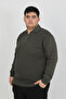 Men's Plus Size Polo Neck Zip-Up Knitwear - 3
