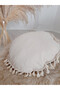 Linen Fabric Tasseled Decorative Throw Pillow Case Single - Pillow 43X43 Cm (Tassel Cream) - 4