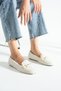 Women's White Buckle Winter Ballerina Shoes for Home and Outdoor Use - 3