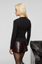Taluvia Women's Stretchy Fabric Bodycon Slim Fit Buttoned Black Blouse - 6
