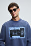 Lucian Men's Chest Printed Round Neck Regular Fit Indigo Sweatshirt - 4