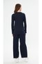 Women's Navy Blue Women's Ribbed Report & Sweatpants, Casual Home Wear Pajamas Set - 4