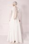 Taft Satin Hijab Evening Dress with Stone Embroidered Pleats and Flywheel Detail White 1215 - 7