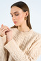 Women's Vanilla Crew Neck Slit Hair Knit Oversize Sweater - 4