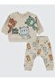Hello Dude Teddy Bear Printed 6-18 Months Set - Ivory 12-18 Months