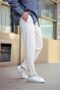 White Color Men's Summer Linen Blend Relaxed Trousers - White - 3