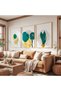 Wooden Framed Simplicity of Green Triple Wooden Painting Set - 4
