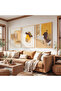 Wooden Framed Earth Tones Triple Wooden Painting Set - 4