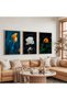 Elegance of Flowers with Wooden Frame Triple Wooden Painting Set - 5