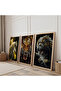 Wooden Framed Wild Leadership Triple Wooden Painting Set - 2