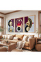 Wooden Framed Golden Circles Triple Wooden Painting Set - 4
