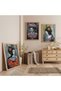 Beautiful Women in Wooden Frame Triple Wooden Painting Set