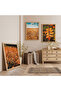 Wooden Framed Autumn Breeze Triple Wooden Painting Set