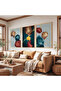Wooden Framed Crystal Links Triple Wooden Painting Set - 4