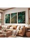 Wooden Framed Mystery of Green Triple Wooden Painting Set - 4