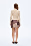 Drapeli High Collar Long Sleeve Basic Blouse Beige - 5