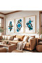 Wooden Framed Geometric Harmony Triple Wooden Painting Set - 4