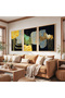 Wooden Framed Gold Flow Triple Wooden Painting Set - 4