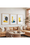 Yellow Touches Triple Wooden Painting Set with Wooden Frame - 5