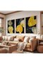 Wooden Framed Dance of Golden Leaves Triple Wooden Painting Set - 4